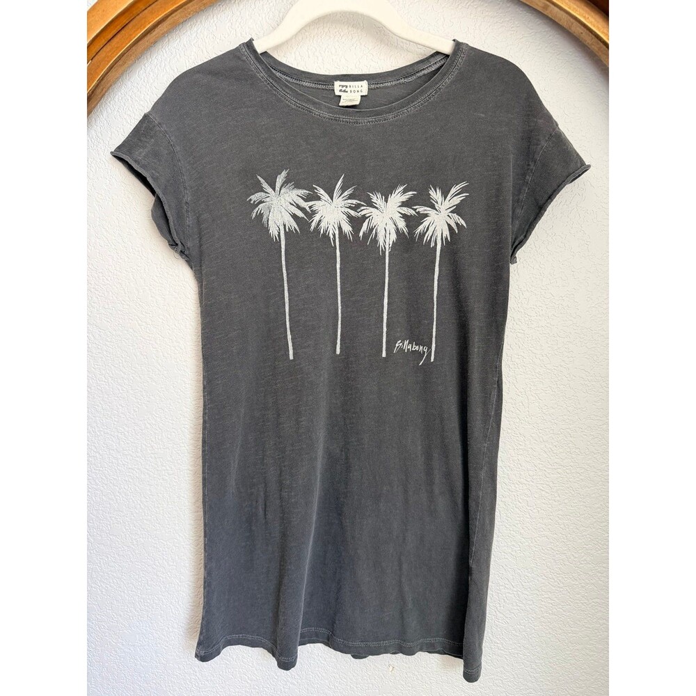 Billabong Grey Palm Tree Graphic Muscle Tank Top M